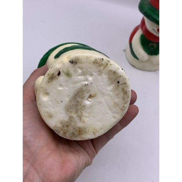 2 Vintage Wax Candles Snowman Green Top Hat - Picture 5 of 9